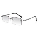 Pure titanium reading glasses, men's near and far dual-purpose, progressive myopia, intelligent auto-focus, anti-blue light, rimless trimmed glasses