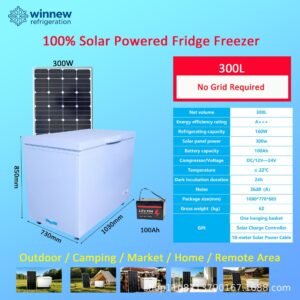 Cross-border 900-liter solar refrigeration freezer manufacturer wholesale large commercial DC energy-saving fresh-keeping freezer