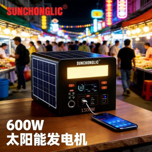 Outdoor power bank, camping stall 12.8V solar generator 60AH 600W AC output charging