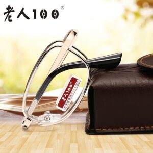 Elderly 100 brand reading glasses aspherical ultra-light plexiglass with film folding men's and women's presbyoping glasses