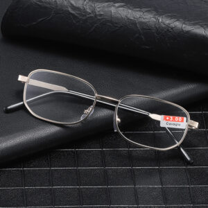 High-definition optical glass reading glasses for men and women, metal full-frame reading glasses, oval business reading glasses, in stock