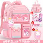 Backpack for Primary School Students Grades 1, 2, 6 Boys and Girls Cartoon Spine Support Load Reduction Backpack for Children Ages 6-12