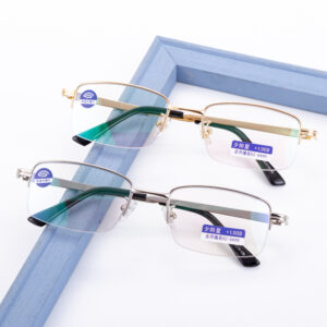 Wholesale Fashion Resin Reading Glasses, Anti-Fatigue Optical Filmed Half-Frame Men's Reading Glasses