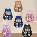 Backpack for Primary School Students Grades 1, 2, 6 Boys and Girls Cartoon Spine Support Load Reduction Backpack for Children Ages 6-12