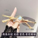 O1CN01RiLYF61Dc8cGDKXLa_2206845660236-0-cib.jpg Wood grain photosensitive color-changing blue light blocking business frameless reading glasses, science and engineering popular livestream model unlimited prescription frames