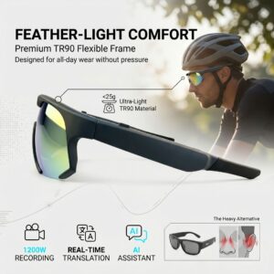 Amazon best-selling AI smart cycling glasses, high-definition photo and video recording, outdoor hiking and running glasses custom wholesale