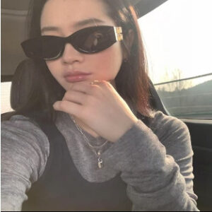 11WMU 2025 New Premium Small Frame Cat-Eye Internet Celebrity Photo Sun Protection UV Protection Tea Sunglasses
