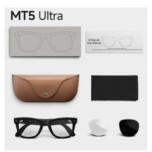 MT5 Ultra smart glasses 8 million pixels camera AI real-time translation music Bluetooth calls with charging compartment