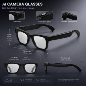 Cross-border new AI smart glasses T100 800W pixels 8G memory photo recording video AI recognition translation