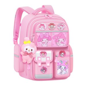 Backpack for Primary School Students Grades 1, 2, 6 Boys and Girls Cartoon Spine Support Load Reduction Backpack for Children Ages 6-12