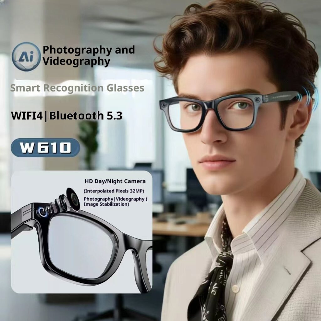 AI Recognition Voice Assistant Translation 800w Camera W610 Smart Glasses